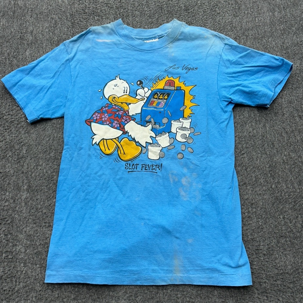 Vintage Las Vegas Slot Fever Shirt 1986 Duck Bird Single Stitch 80s Faded Medium